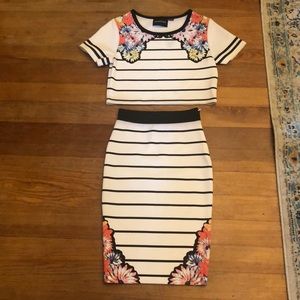 Mink pink crop top and skirt